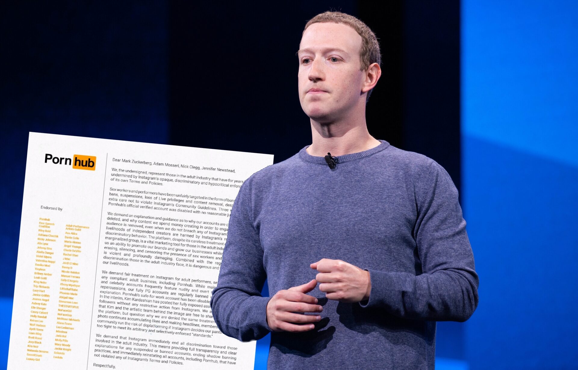 Pornhub i gwiazdy porno piszą list otwarty do Zuckerberga. Chodzi o  Instagram - TrueStory
